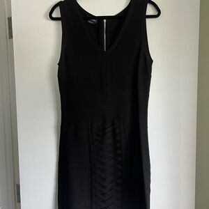 Bebe Bandage V-Neck Sleeveless Black Midi Dress